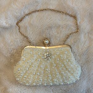 Elegant Pearl-Embellished Evening Clutch